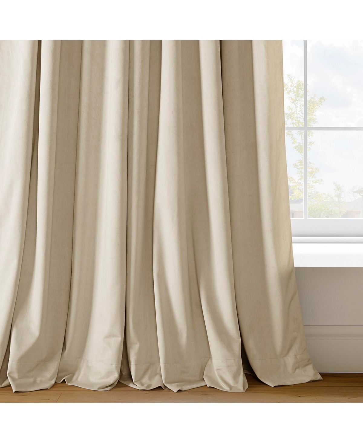 Half Price Drapes Alabaster Beige Signature Velvet Blackout Curtain