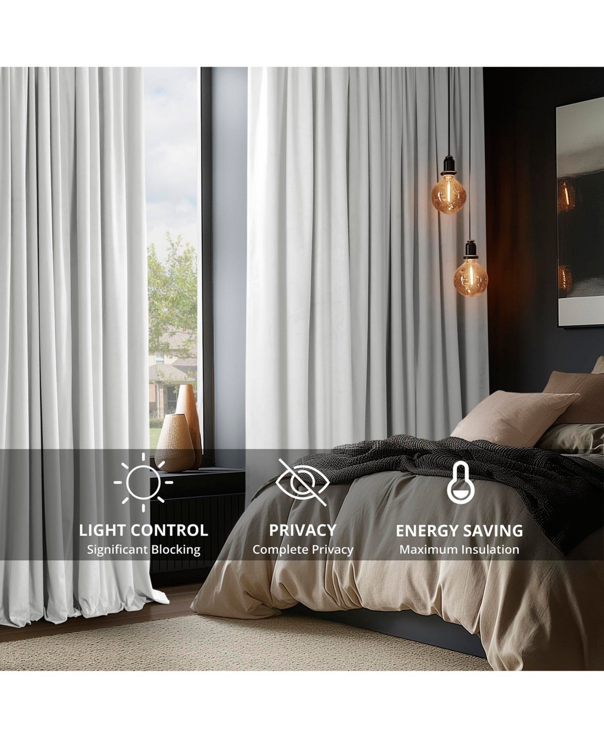 Half Price Drapes Primary White Signature Extra Wide Velvet Blackout Curtain