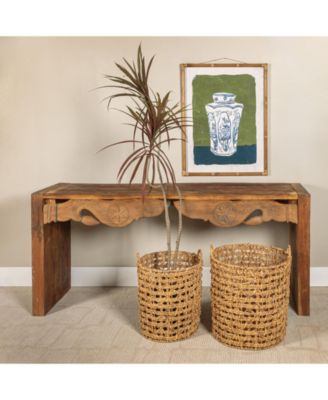 Round Water Hyacinth Baskets, Set of 2