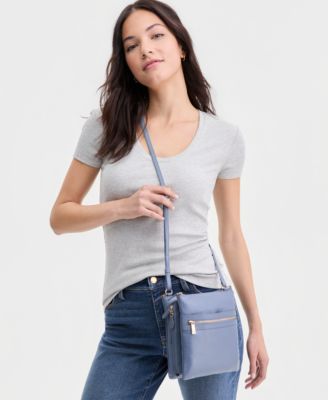 Triple-Zip Pebble Leather Dasher Crossbody, Created for Macy's