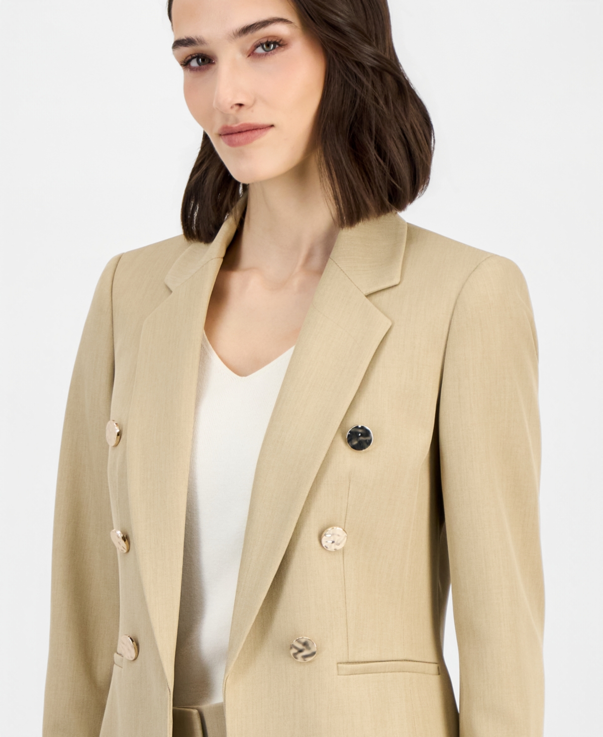 Anne Klein Women's Faux Double-Breasted Open-Front Jacket