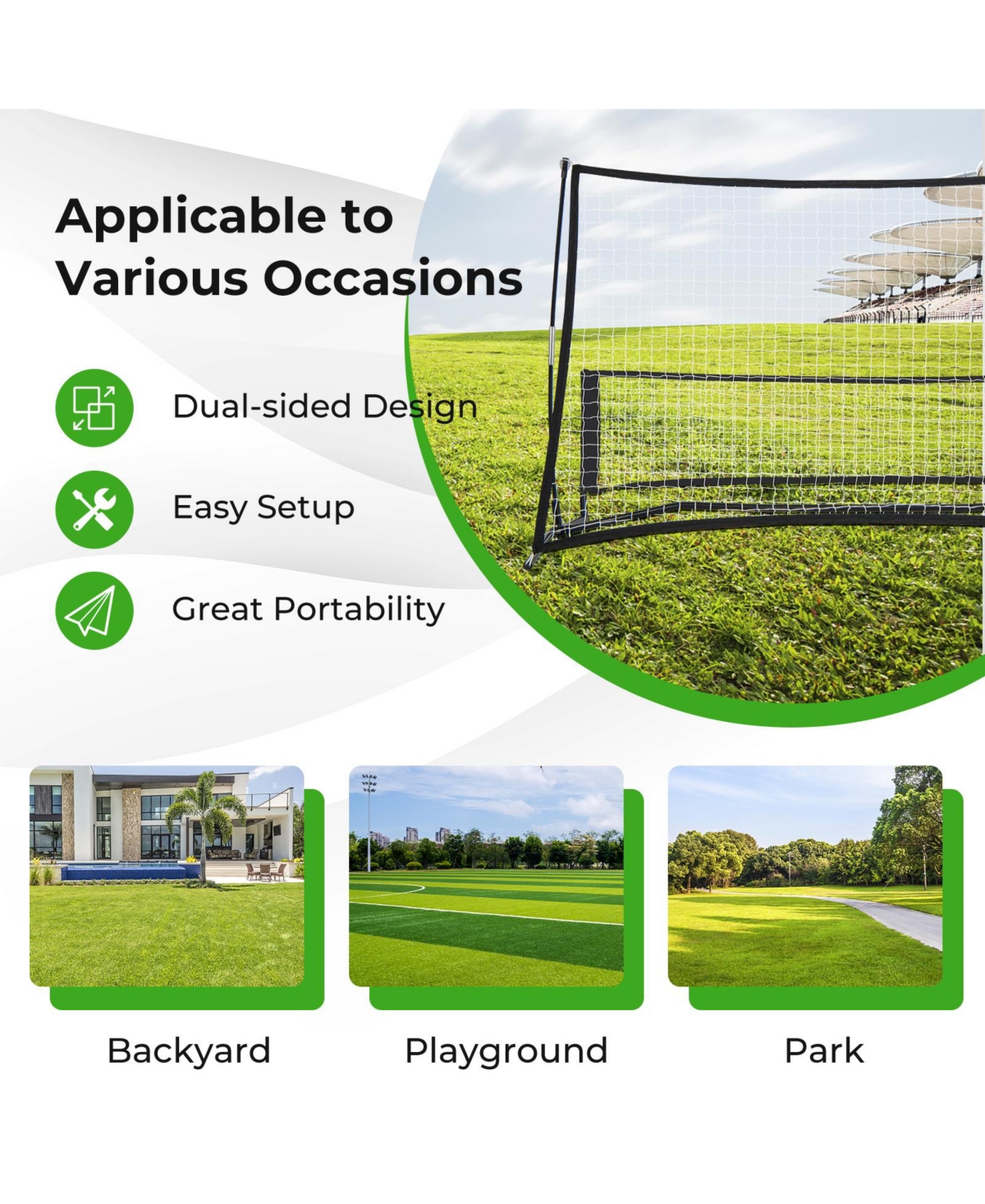 Skonyon 2-in-1 Portable Soccer Rebounder Net with Carrying Bag