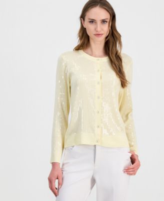 Women's Button-Front Sequin Cardigan