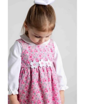 Baby Girls Floral Corduroy Jumper With Flowers