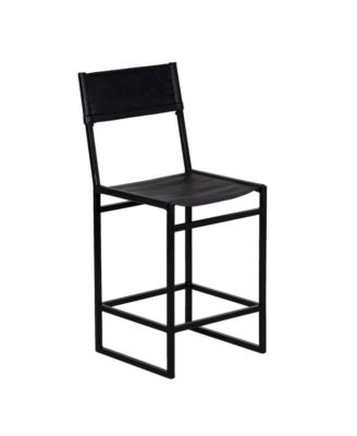Remy Full-Grain Leather Bar Stool, Black