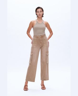 Women's High-Rise Stretch Utility Wide-Leg Cargo Jeans