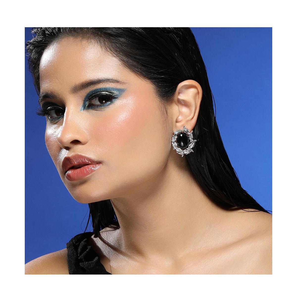 Women's The Victorian-Foliage Stud Earrings - Metallic Silver