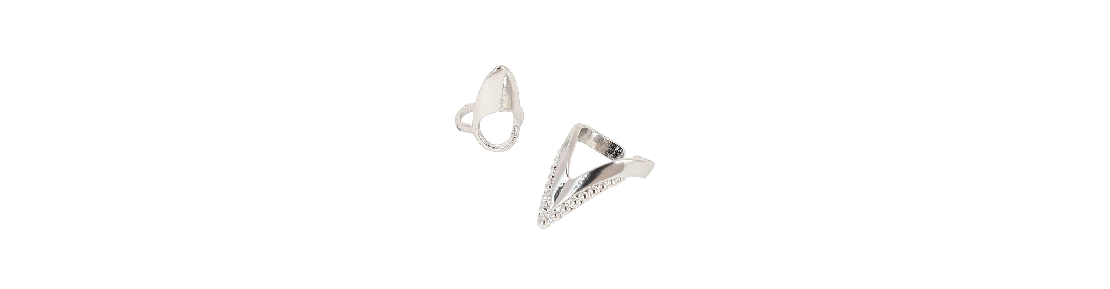 Sohi Silver Piercer Nail Ring 2-Piece Set