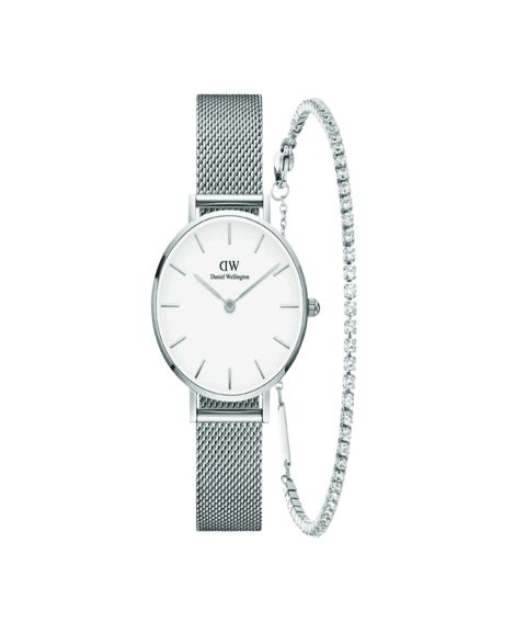 Женские часы Daniel Wellington Analog Silver-Tone Stainless Steel Watch Set, 28mm