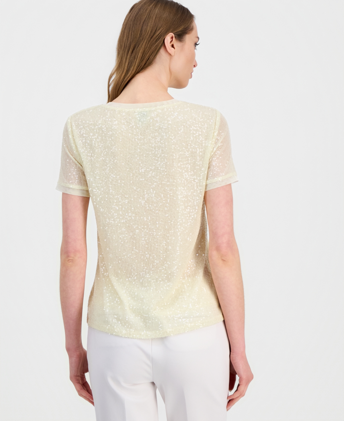 Anne Klein Petite Short-Sleeve Banded T-Shirt