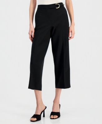 Women's Pull-On Belted Mid-Rise Wide-Leg Pants 