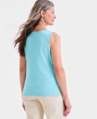 Women's Cotton Boat-Neck Sleeveless Top
