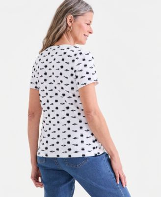 Petite Printed Henley Top