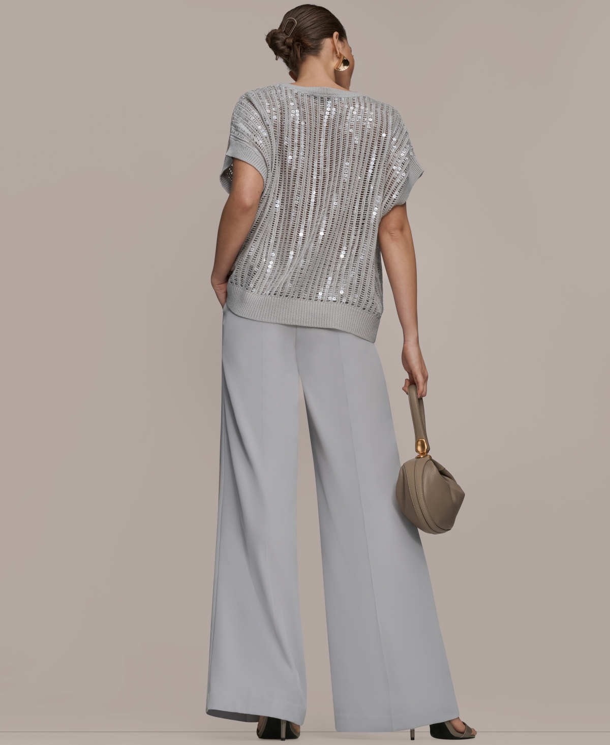 Donna Karan New York Women's Short-Sleeve Crewneck Sweater