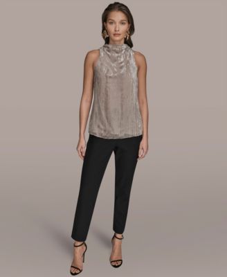 Women's High Cowl Neck Burnout Top