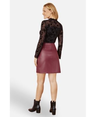 Women's Flocked Floral Stretch Mesh Top