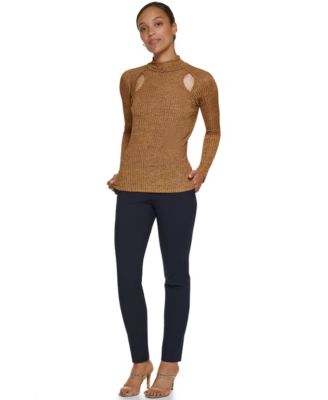 Petite Long-Sleeve Tie Neck Blouse