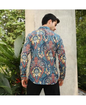 Men's Aegean Blue Floral-Opulance Shirt