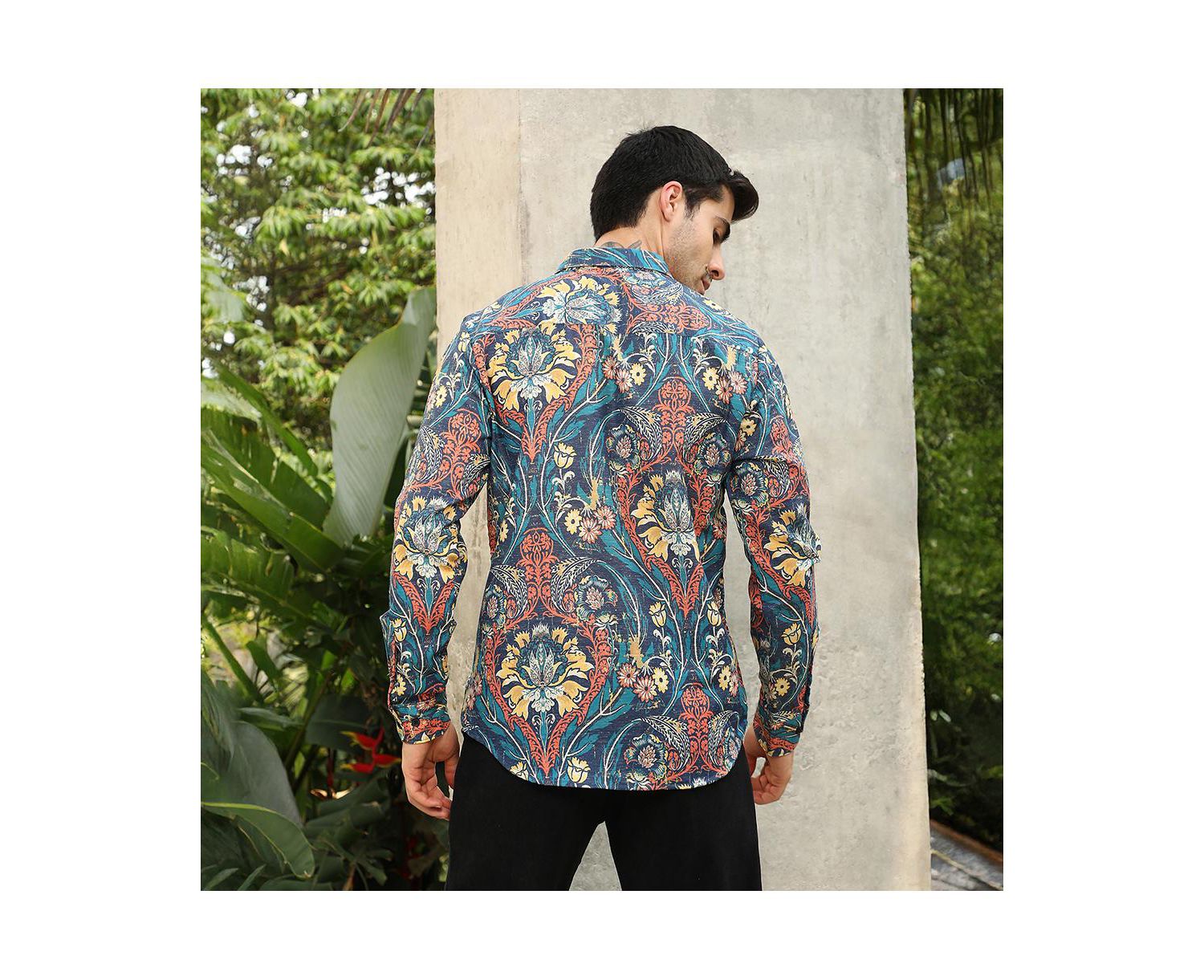Men's Aegean Blue Floral-Opulance Shirt