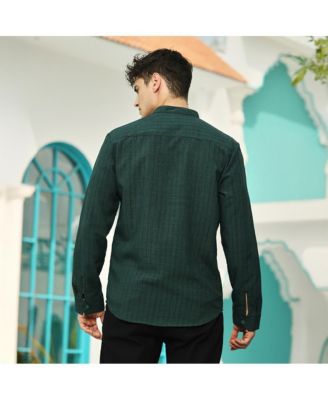 Men's Emerald Green Pinstriped-Tactile Shirt
