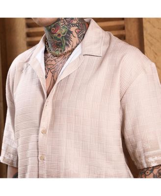 Men's Ecru Beige Tropics Ombre-Tactile Shirt