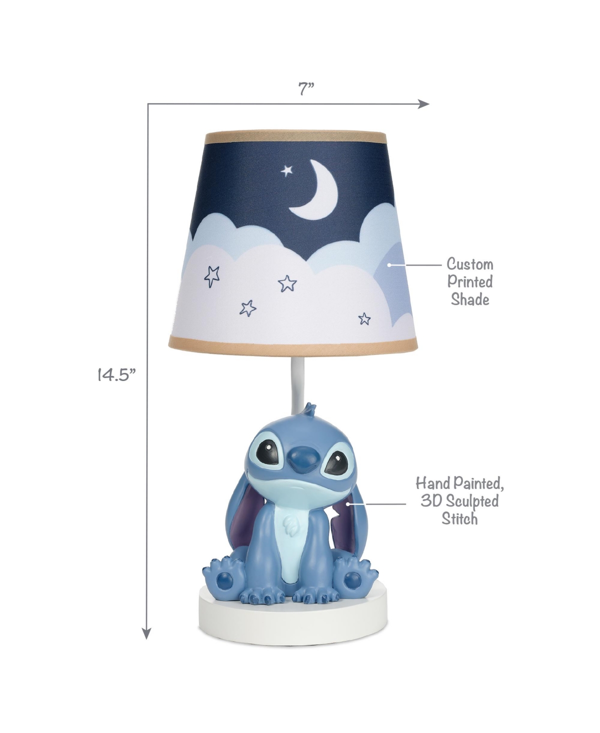 Bedtime Originals Disney Stitch Hand-Painted 3D Sculpted Nursery Lamp and Shade