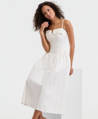 Juniors' Folded Square-Neck Sleeveless Midi Dress