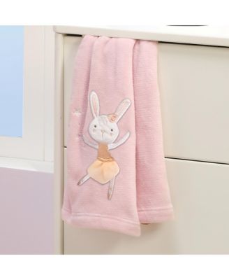 Tiny Dancer Pink Ballet Soft Fleece Bunny Applique Baby Blanket