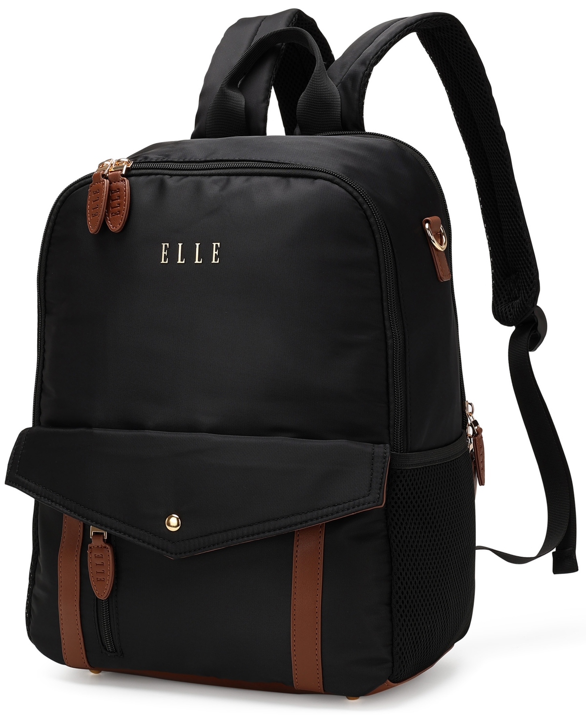 Elle Luxe Journey 18l Twill And Vegan Leather Backpack In Pattern