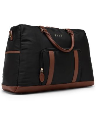 Luxe Journey 13" Twill and Faux Leather Weekender Duffel Bag
