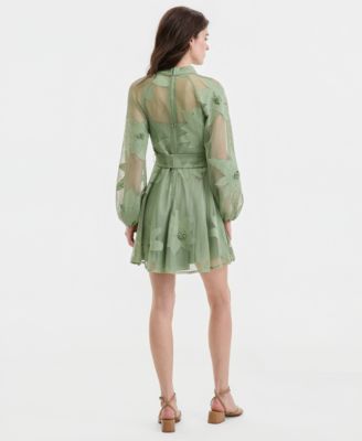 Juniors' Jacquard Mesh Lined Dress