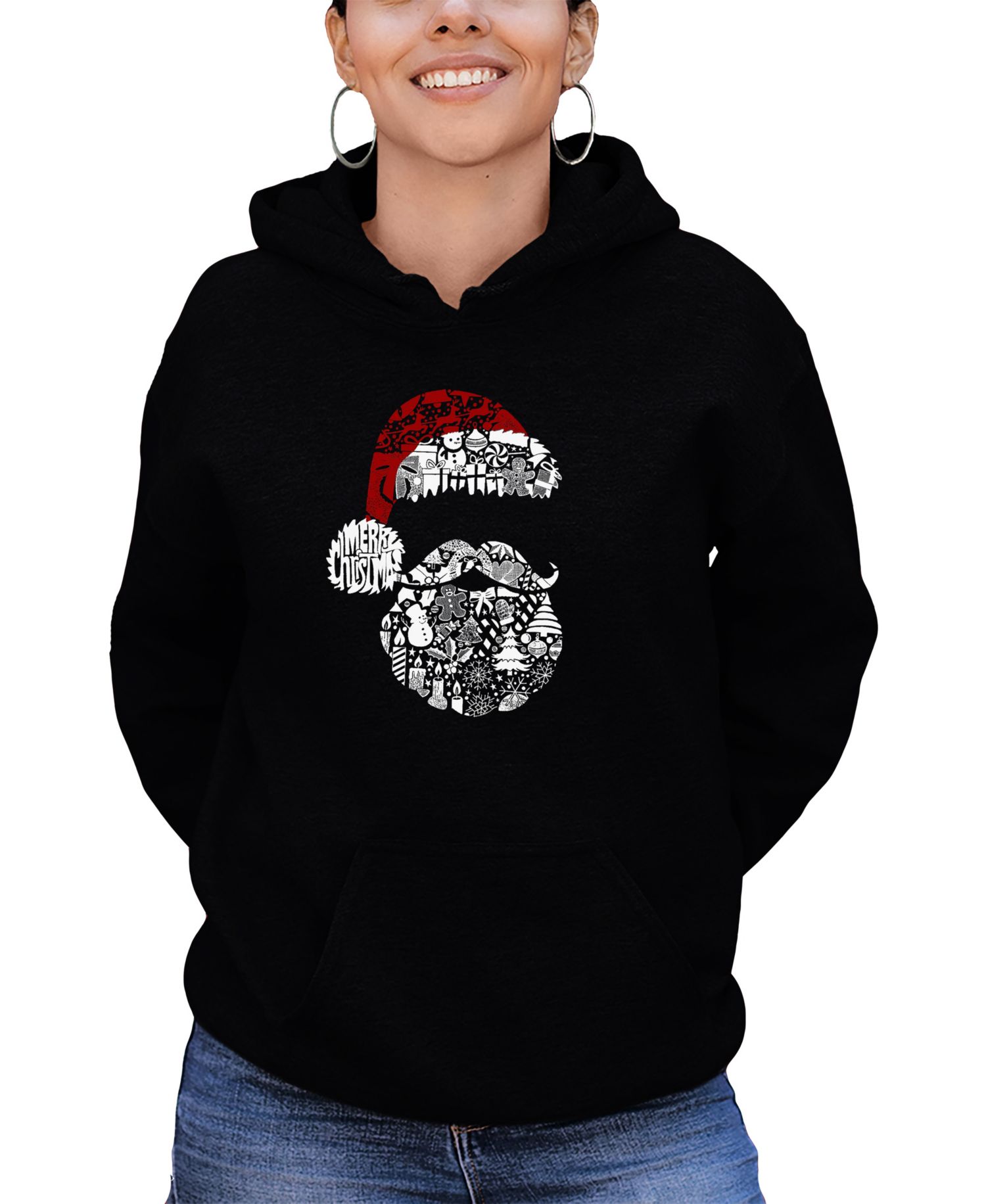 Women's Santa Pics Word Art Long-Sleeve Sweatshirt