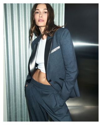 Women's Notch Collar One-Button Tuxedo Jacket