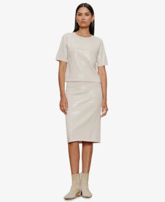 Women's Sparkle Sequin Short-Sleeve Sweater