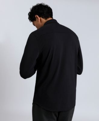 Men's Slim-Fit Plain White Performance Long-Sleeve Button-Down Shirt