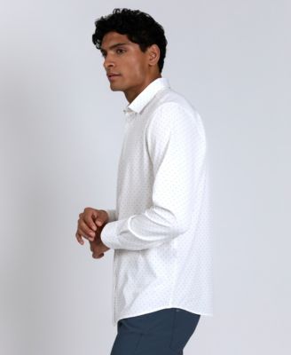 Men's Slim-Fit Performance Stretch Printed Button-Down Shirt 