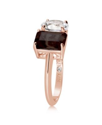 Suzy Levian Sterling Silver Gemstone Toi et Moi Two-Stone Ring