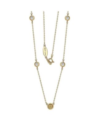 Suzy Levian Sterling Silver Sapphire & Created White Sapphire 5 Stone Station Necklace