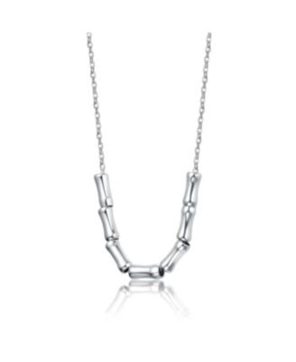 White Gold Plated with Bamboo-Inspired Beads Necklace