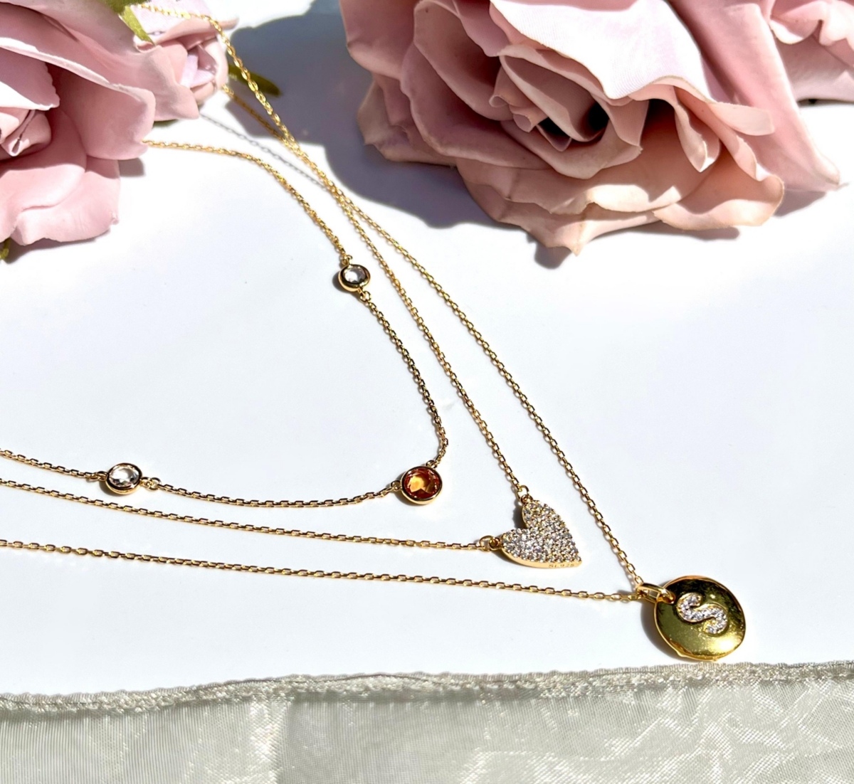 Suzy Levian Sterling Silver Cubic Zirconia Letter "S" Initial Disc Pendant Necklace