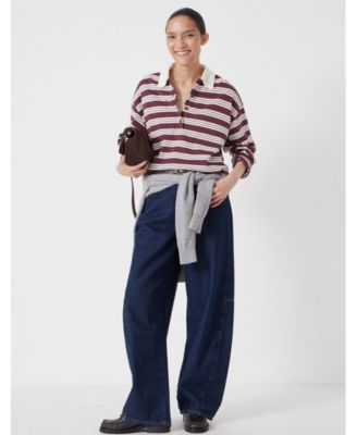 Women's Cotton Striped Polo Top