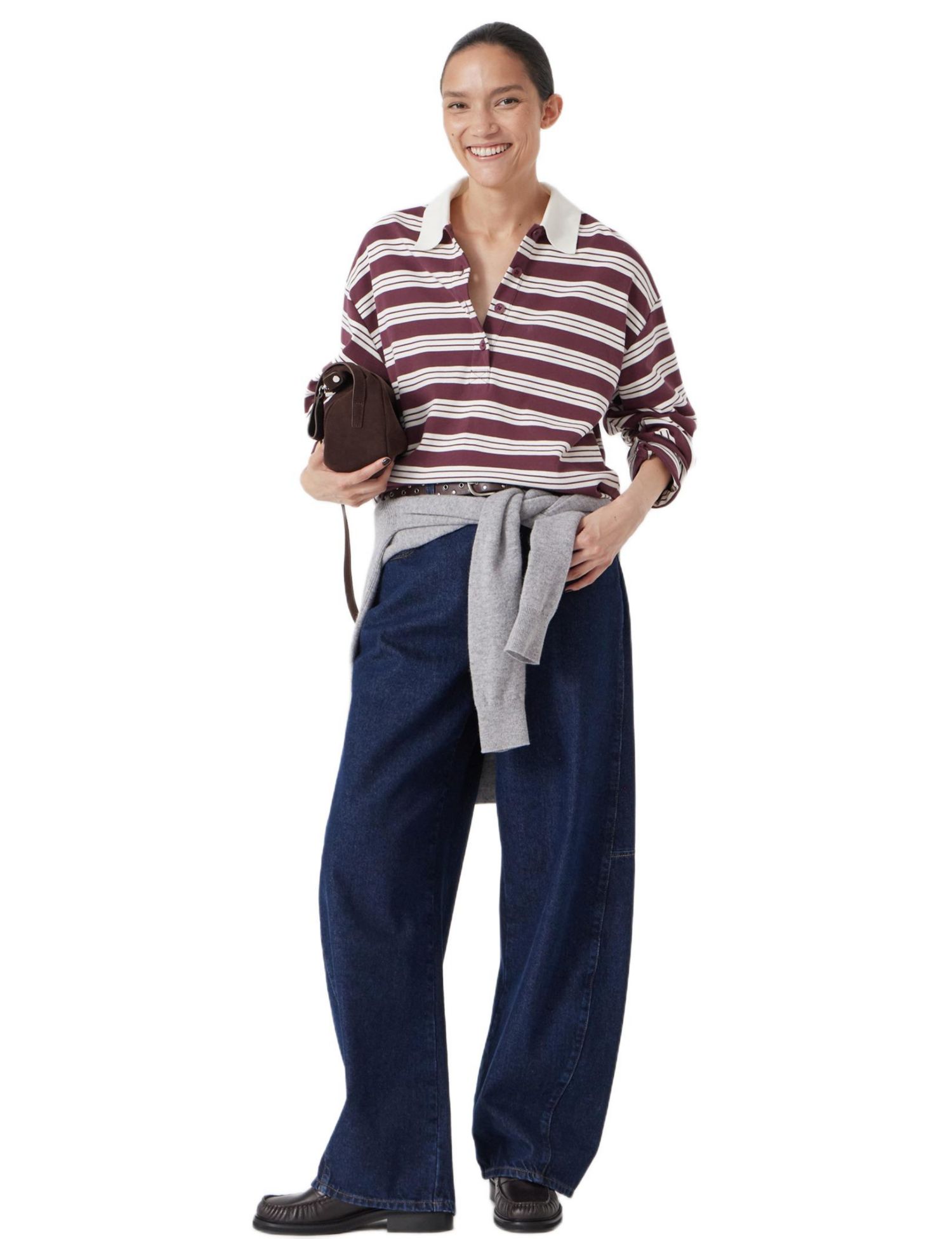 Women's Cotton Striped Polo Top