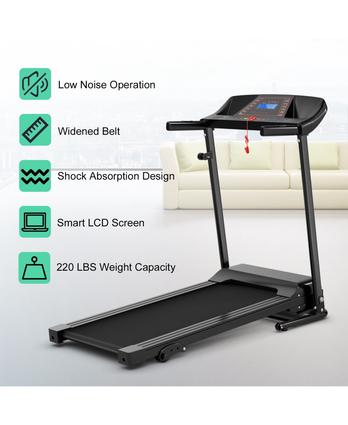 Skonyon 1.0 Hp Foldable Treadmill Electric Support Mobile Power
