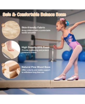 Folding Balance Beam with Solid Wood Base and Anti-slip Bottom