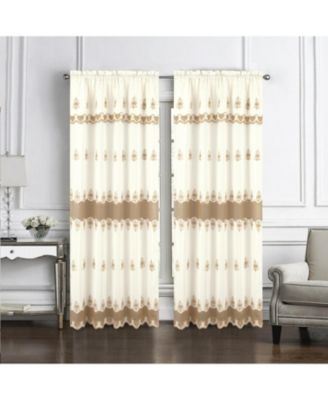 Donna Macrame Construction 3" Rod Pocket Curtain Panel 54" x 90" Beige/Gold