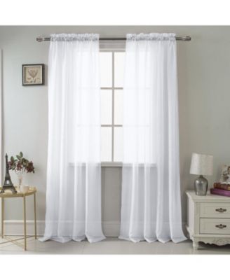 RT Designer Collection Celine Sheer Luxurious Modern Design Curtain Panel 54" x 84" White