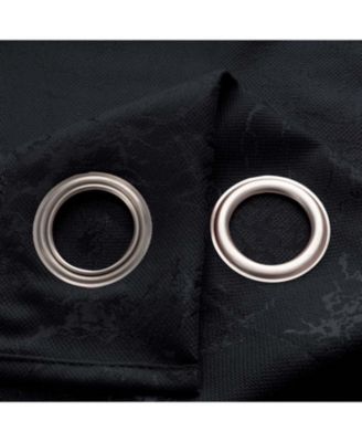 RT Designer Collection Cosmo Shimmer Jacquard 2 Pack Grommet Curtain Panel Pair 36" x 84" Black