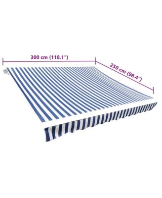 Side Awning Blue and white stripes Polyester 9.8 x 8.2 ft