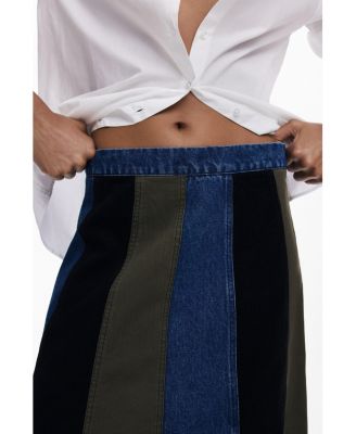 Women's A-line patchwork midi skirt