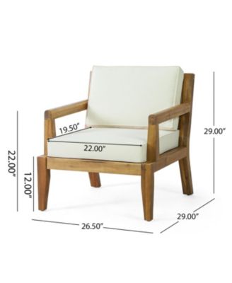 Acacia Patio Club Chairs (Set of 2), Teak Finish, Beige Cushions